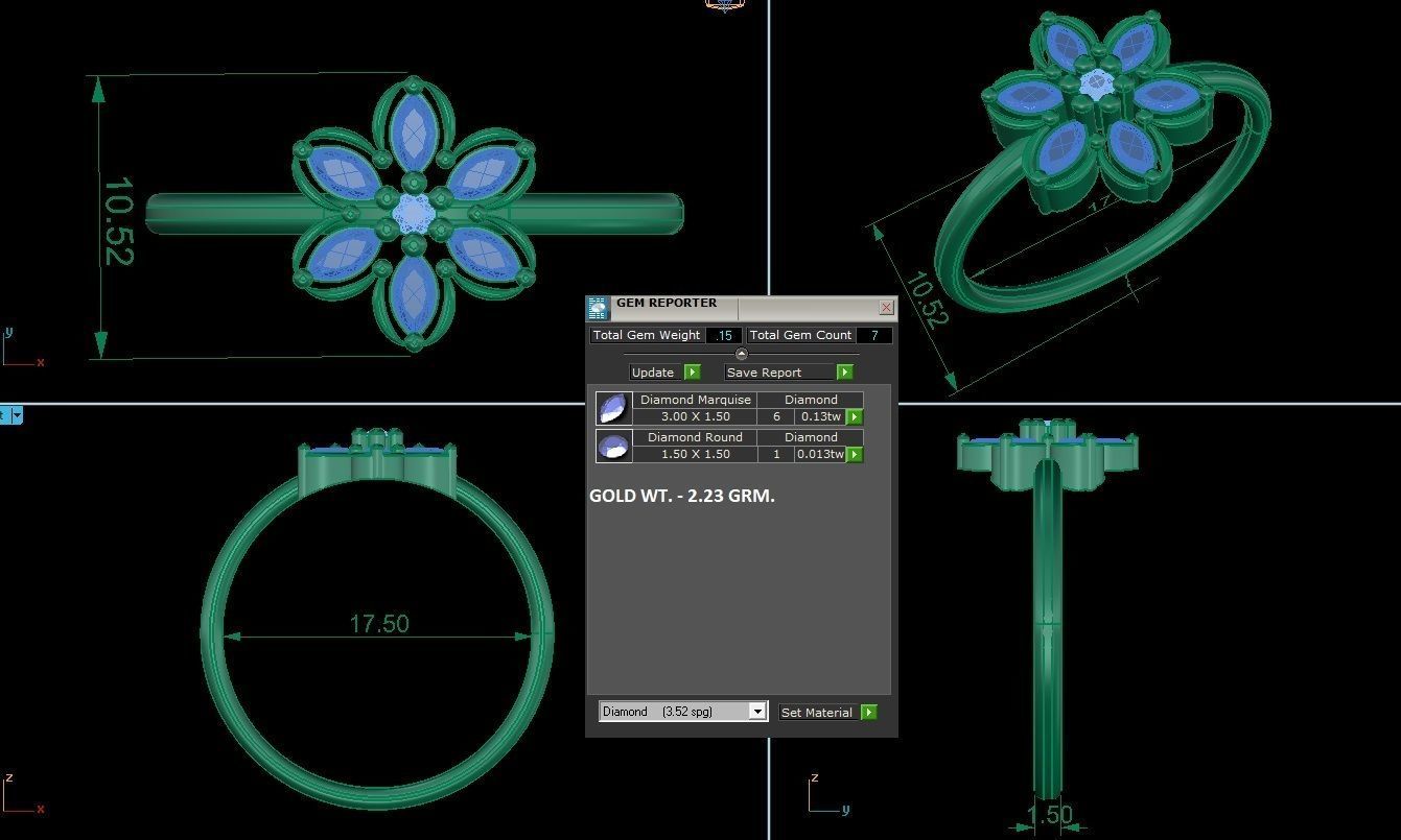 Minimalist Flower Thin Light wt women ring 3dm stl 1- render 3D print model_1