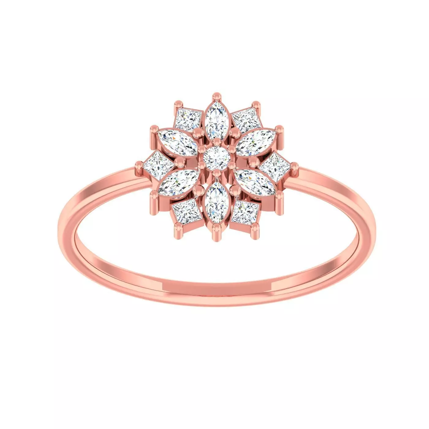 Minimalist Flower Thin Light wt women ring 3dm stl 1- render 3D print model_0