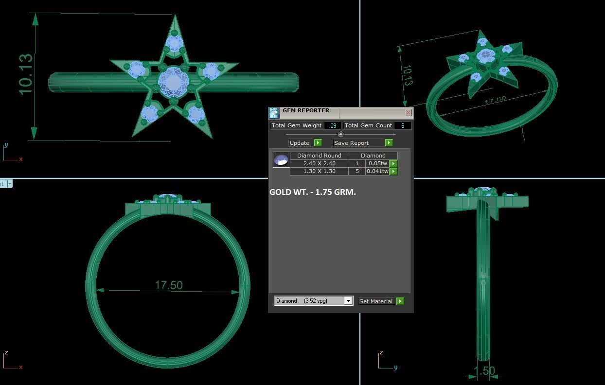Minimalist Star Thin Light wt women ring 3dm stl 1- render  3D print model_1
