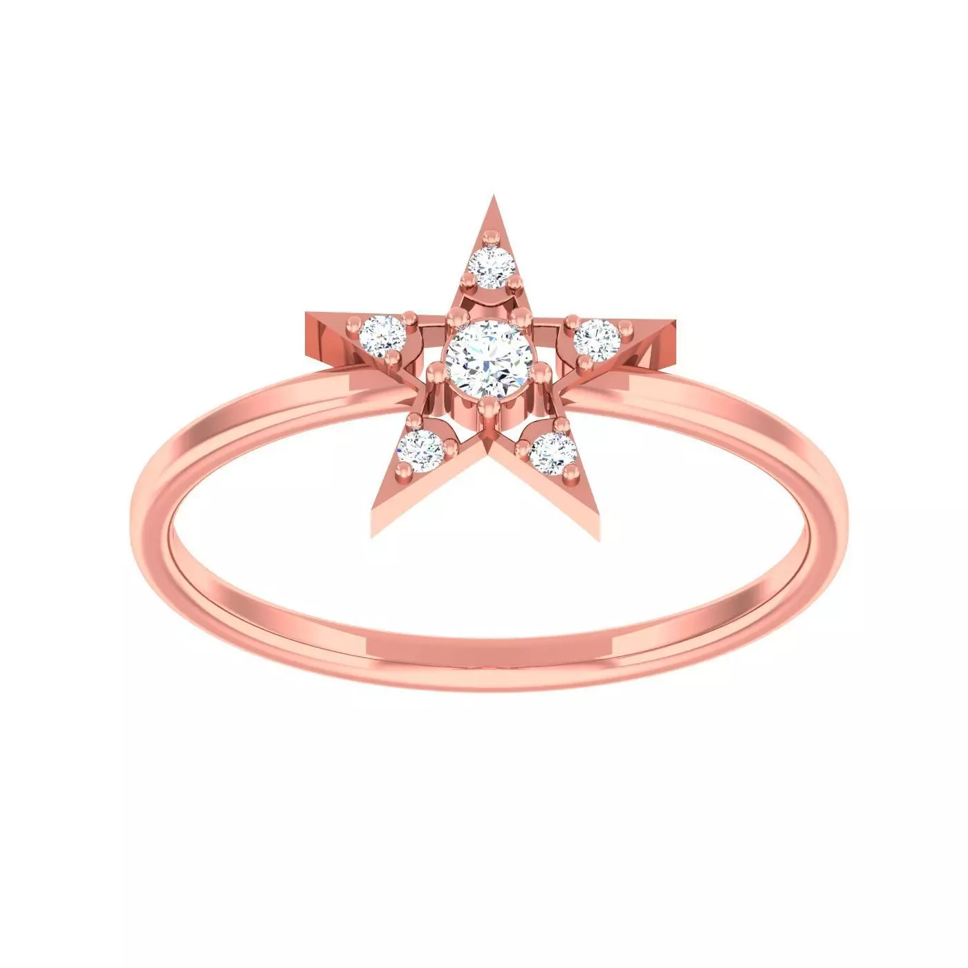 Minimalist Star Thin Light wt women ring 3dm stl 1- render  3D print model_0