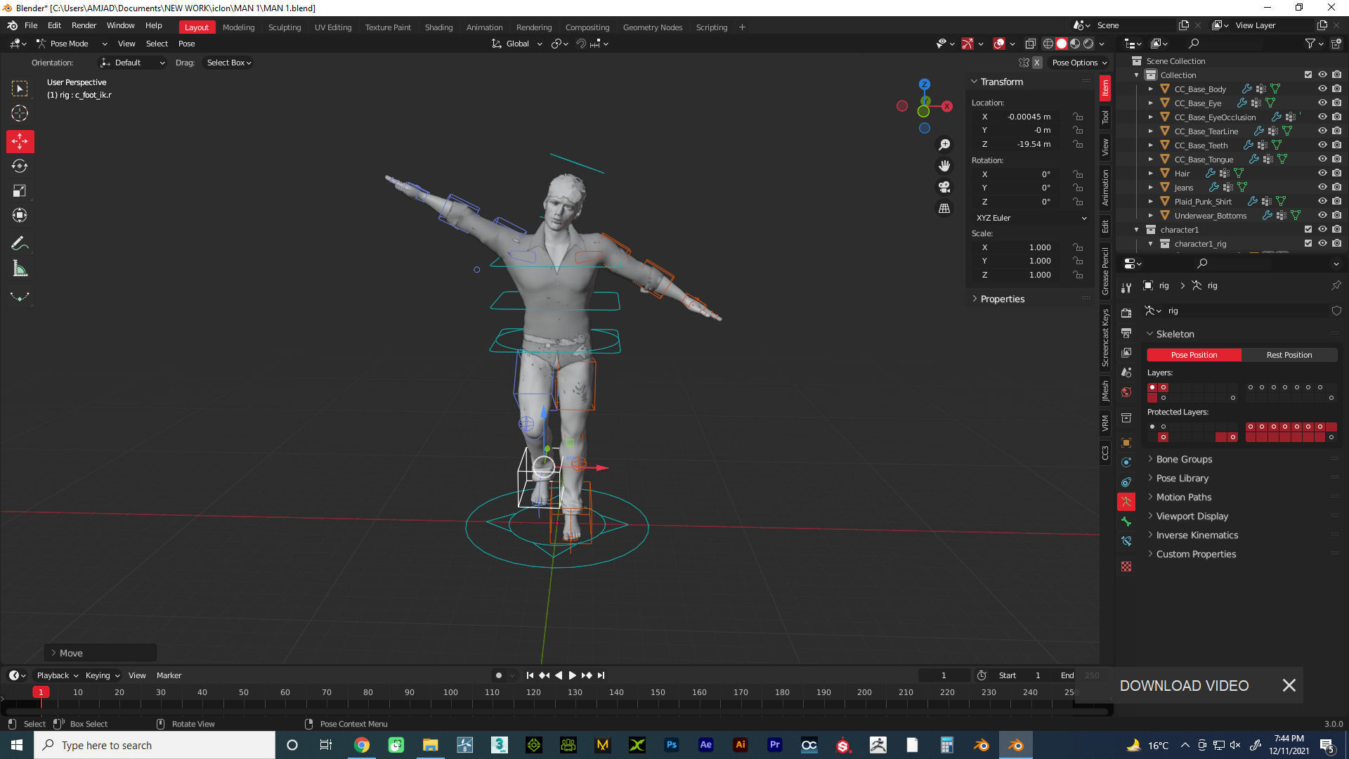 very realistic human character model full textuared  real skin Low-poly 3D model_2