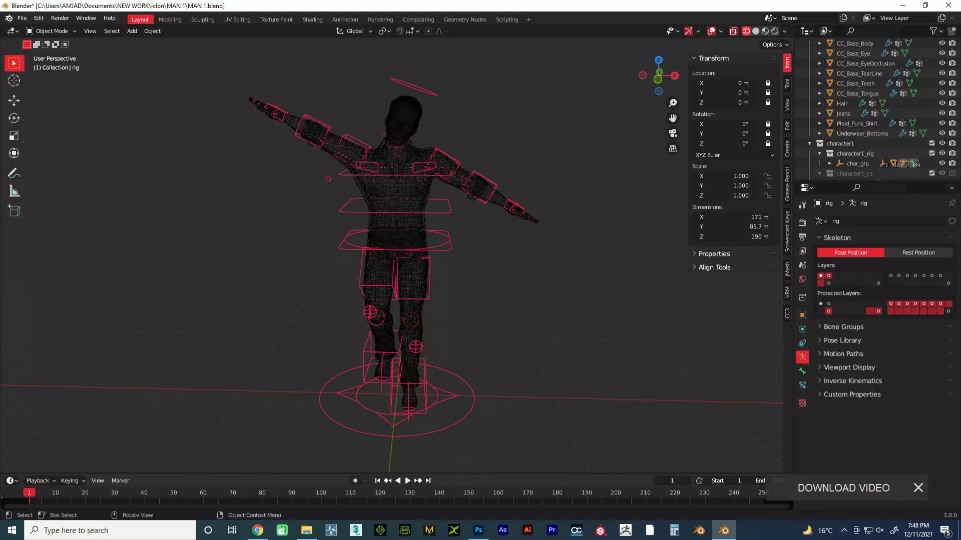 very realistic human character model full textuared  real skin Low-poly 3D model_0