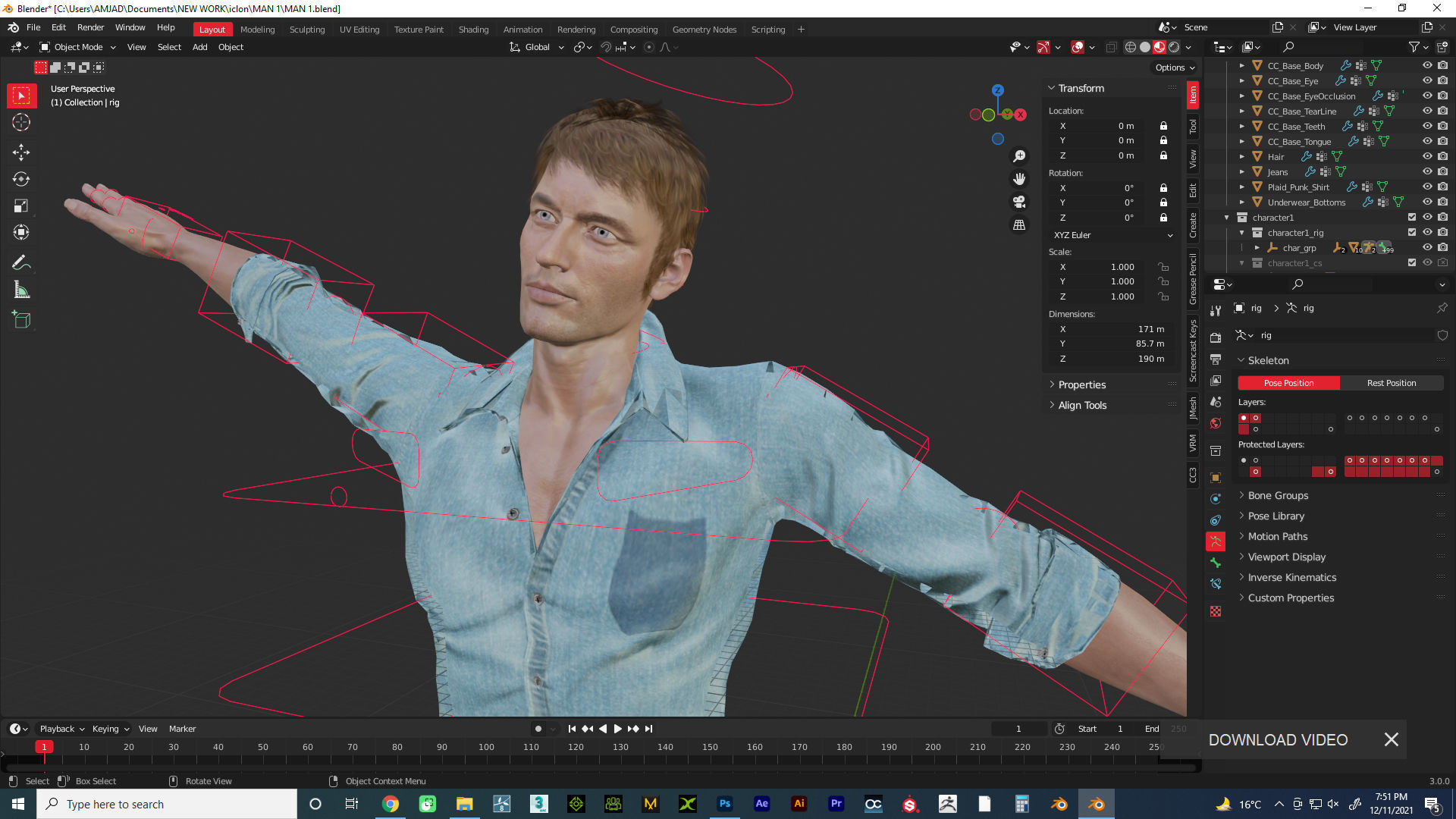 very realistic human character model full textuared  real skin Low-poly 3D model_4