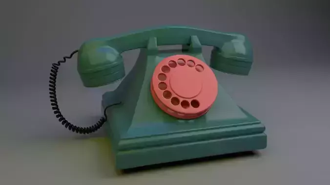 Low poly phone 3D model vintage telephone