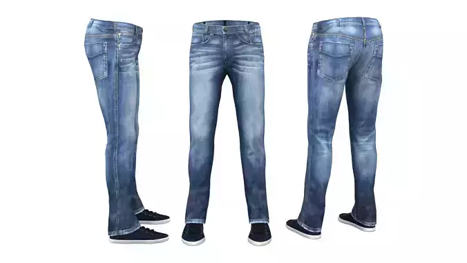 Male Loose Jeans With Canvas Shoes