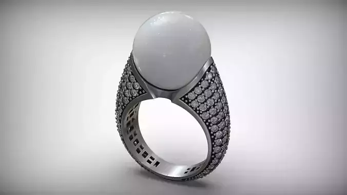 Fashion Cocktail Pearl Ring 3D print model Fashion Cocktail Pearl Ring 3D print model