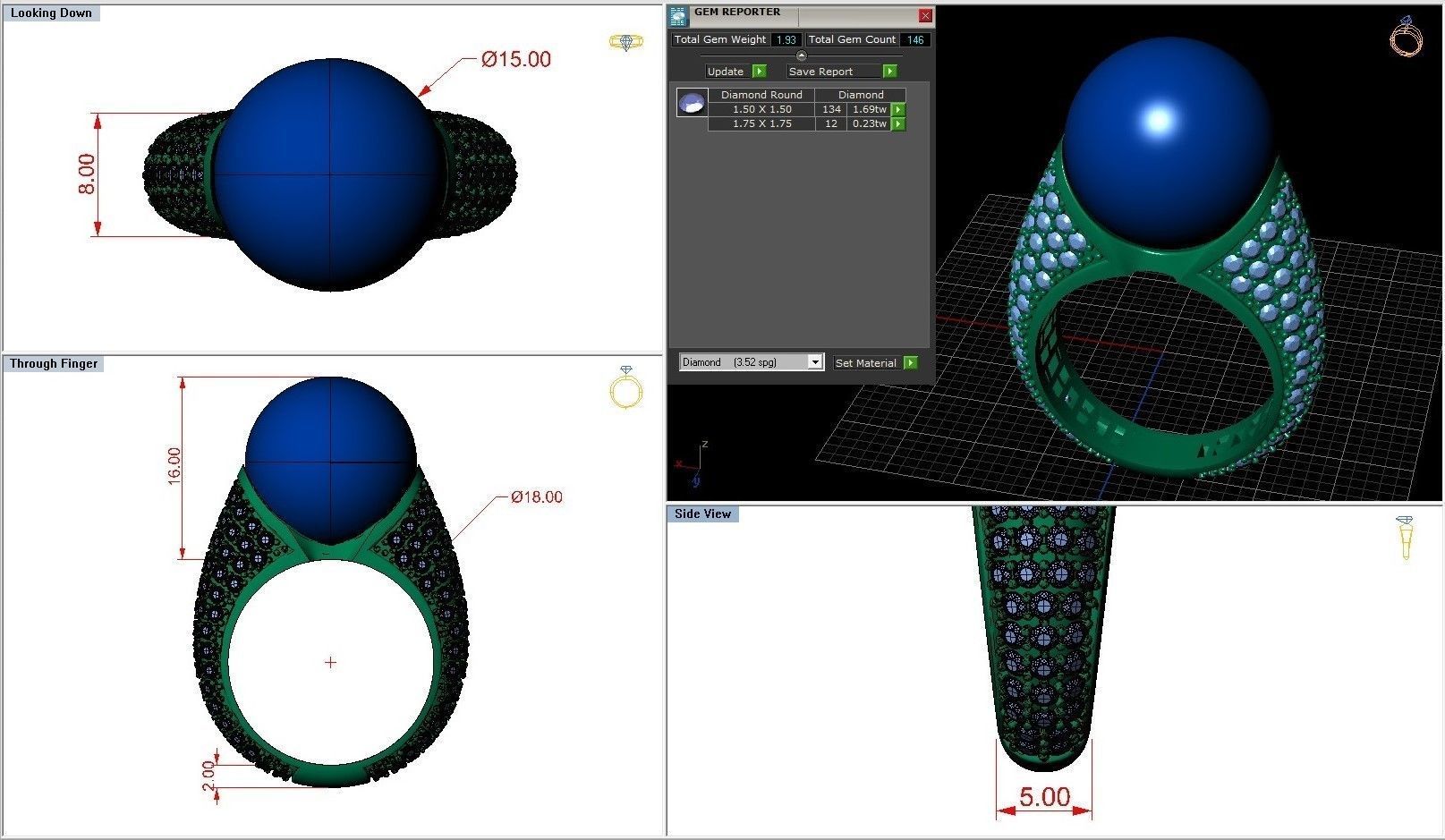 Fashion Cocktail Pearl Ring 3D print model_6