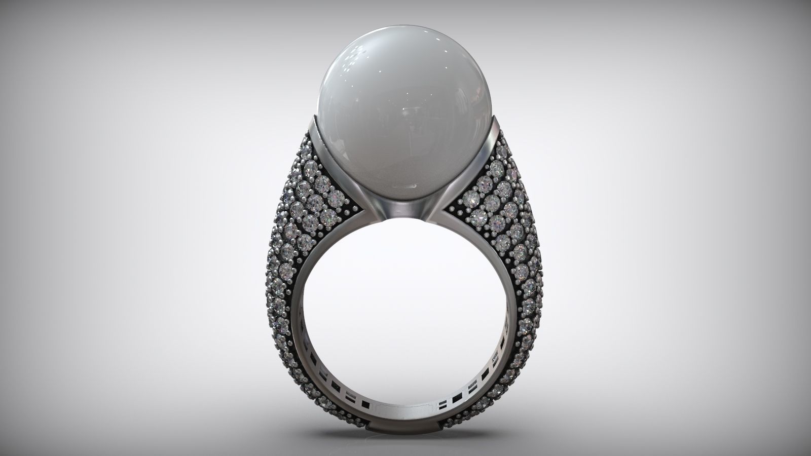Fashion Cocktail Pearl Ring 3D print model_1