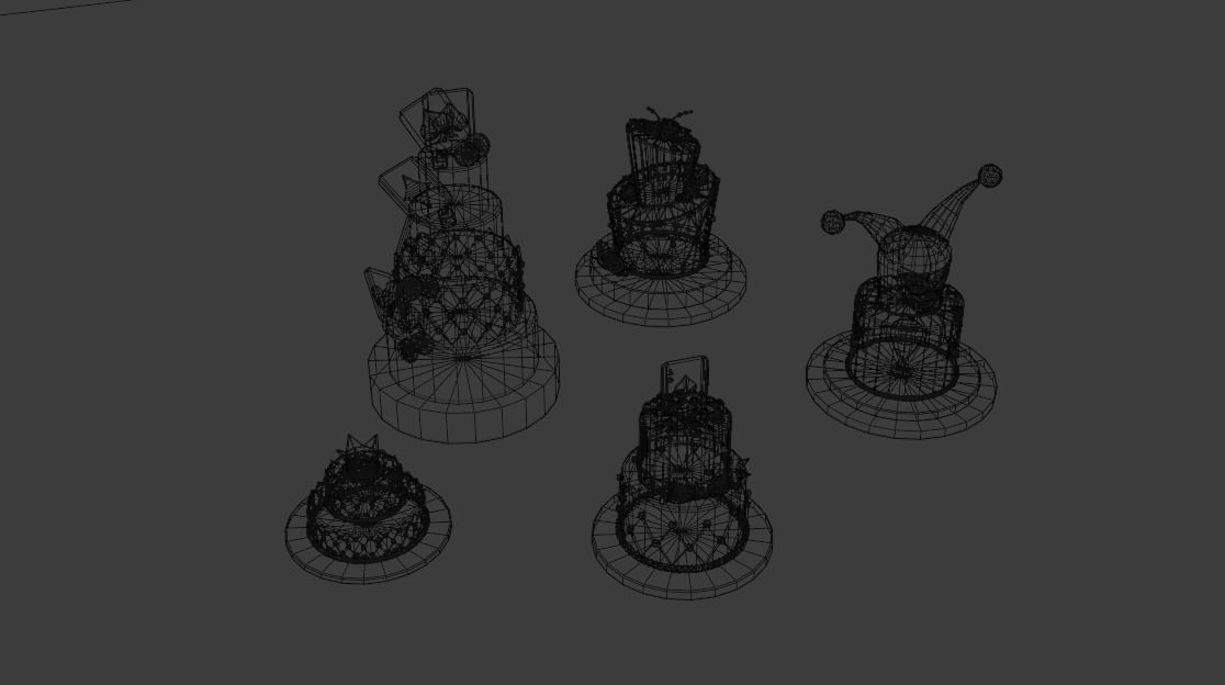 Playing card style birthday cakes 3D model_48