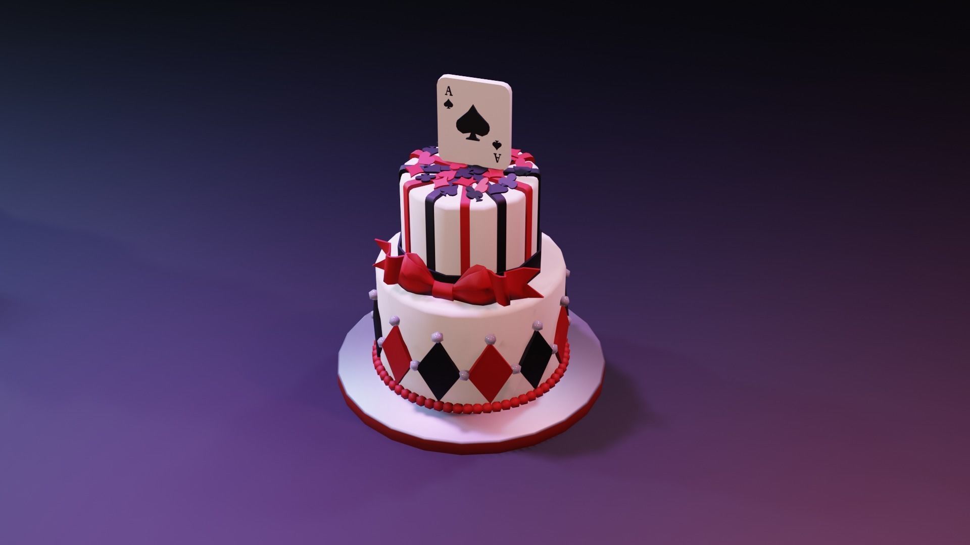Playing card style birthday cakes 3D model_13