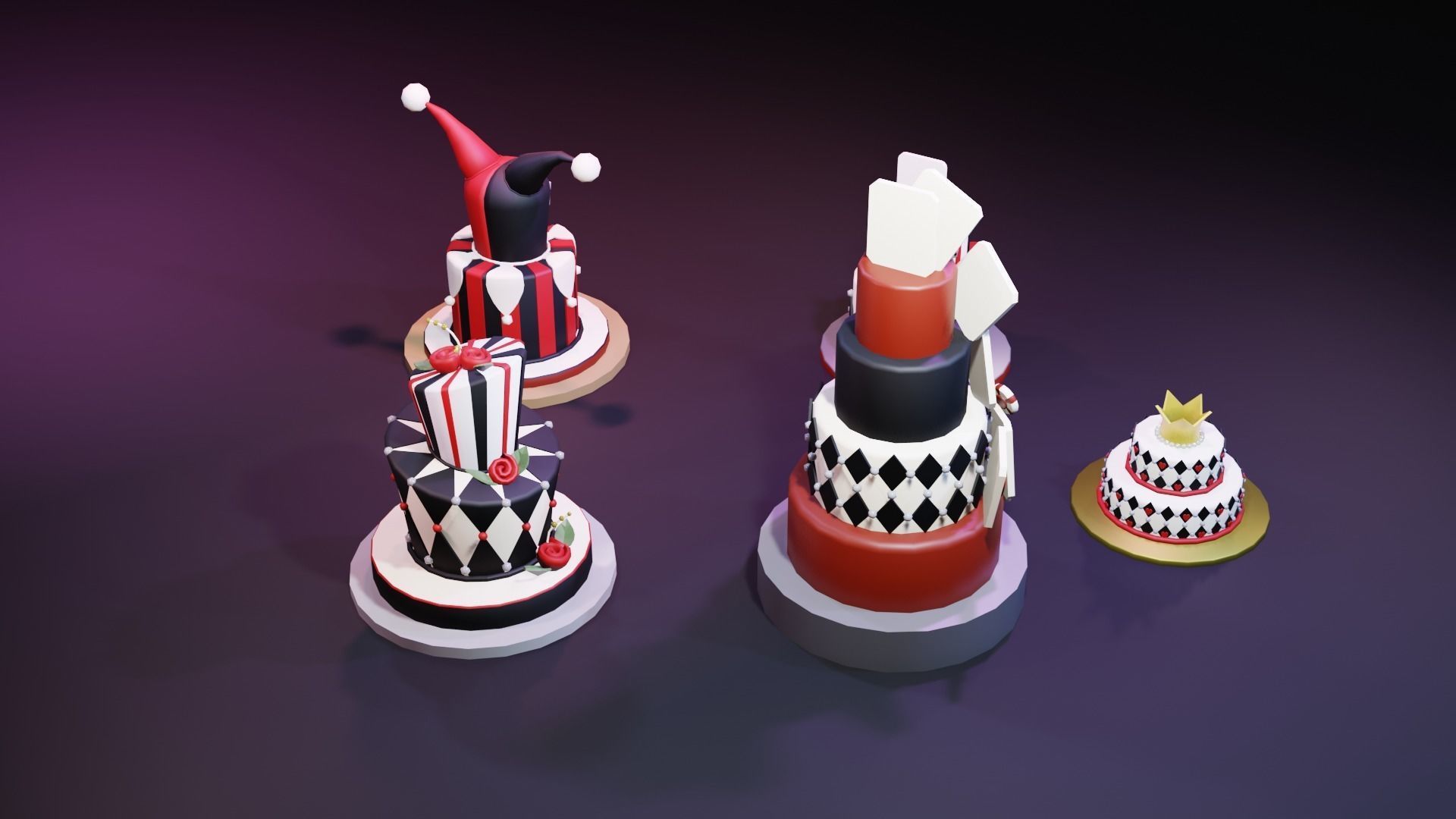Playing card style birthday cakes 3D model_37