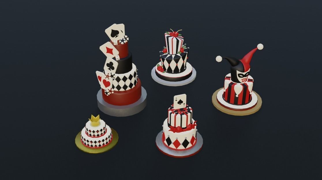 Playing card style birthday cakes 3D model_46