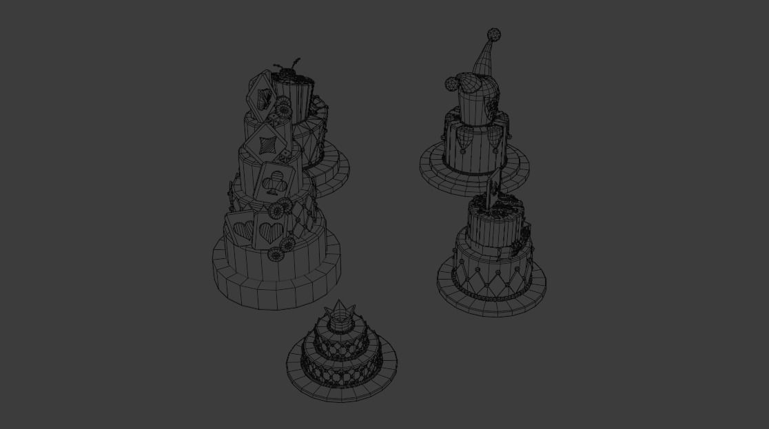 Playing card style birthday cakes 3D model_45