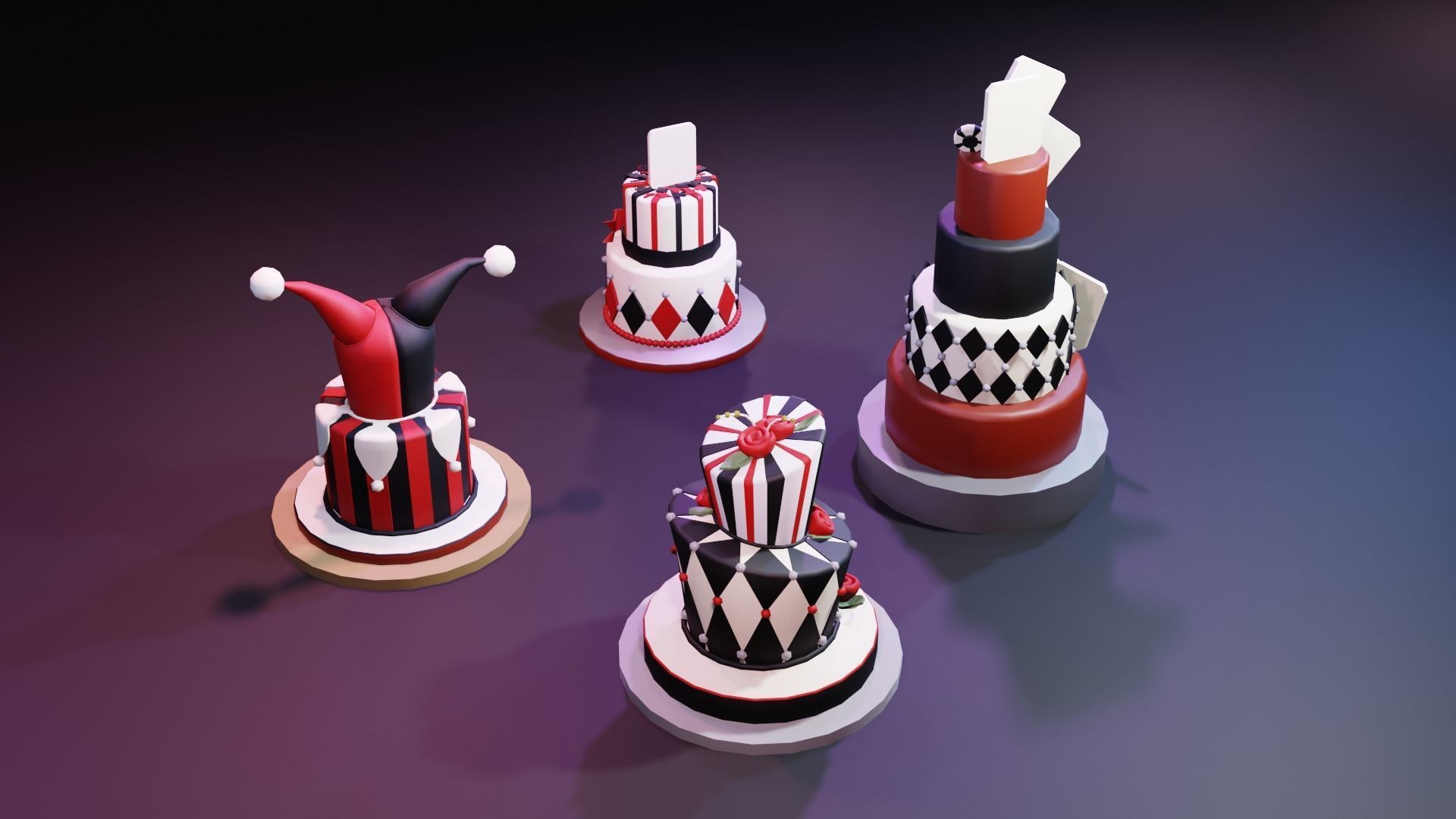 Playing card style birthday cakes 3D model_34