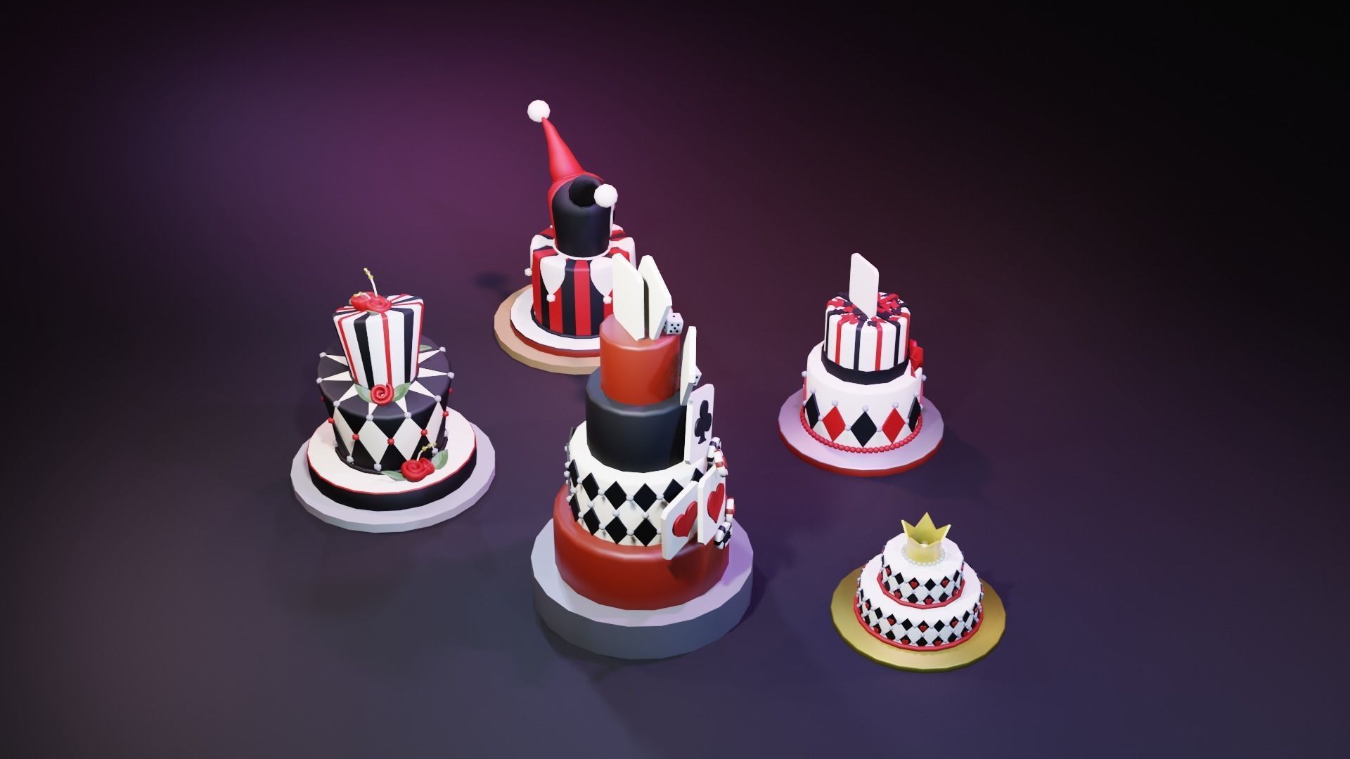 Playing card style birthday cakes 3D model_40