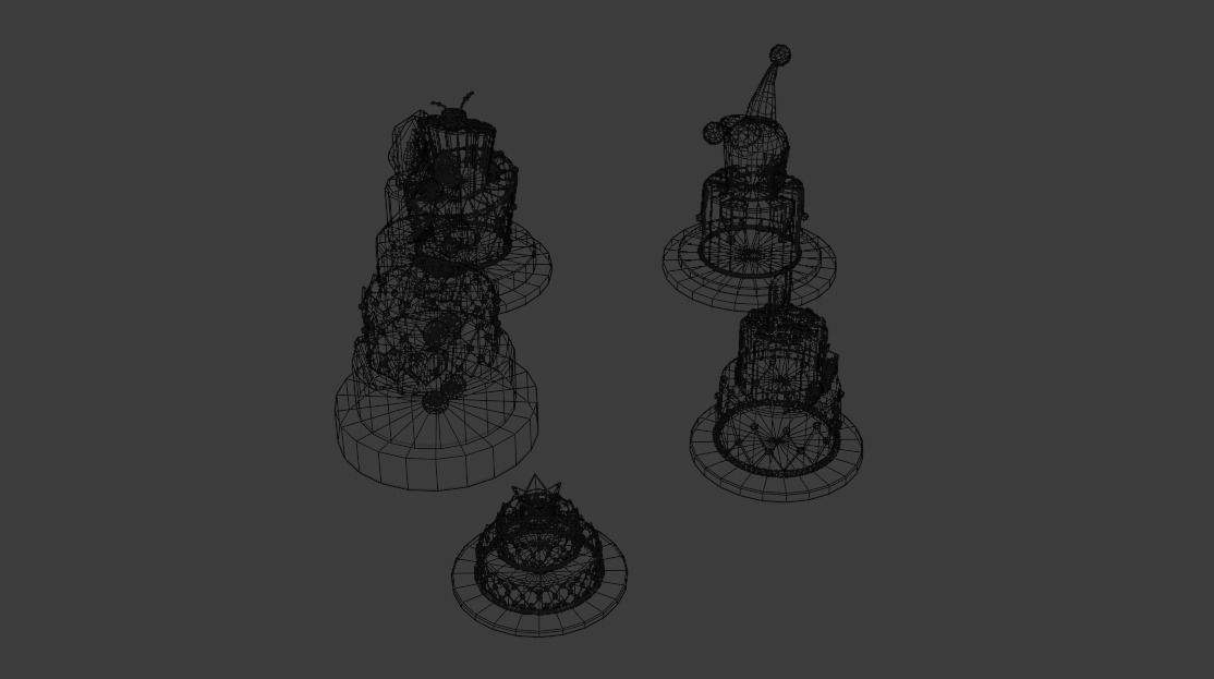 Playing card style birthday cakes 3D model_44