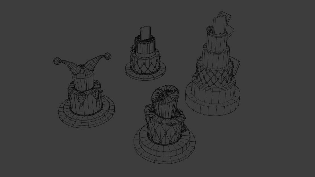 Playing card style birthday cakes 3D model_35