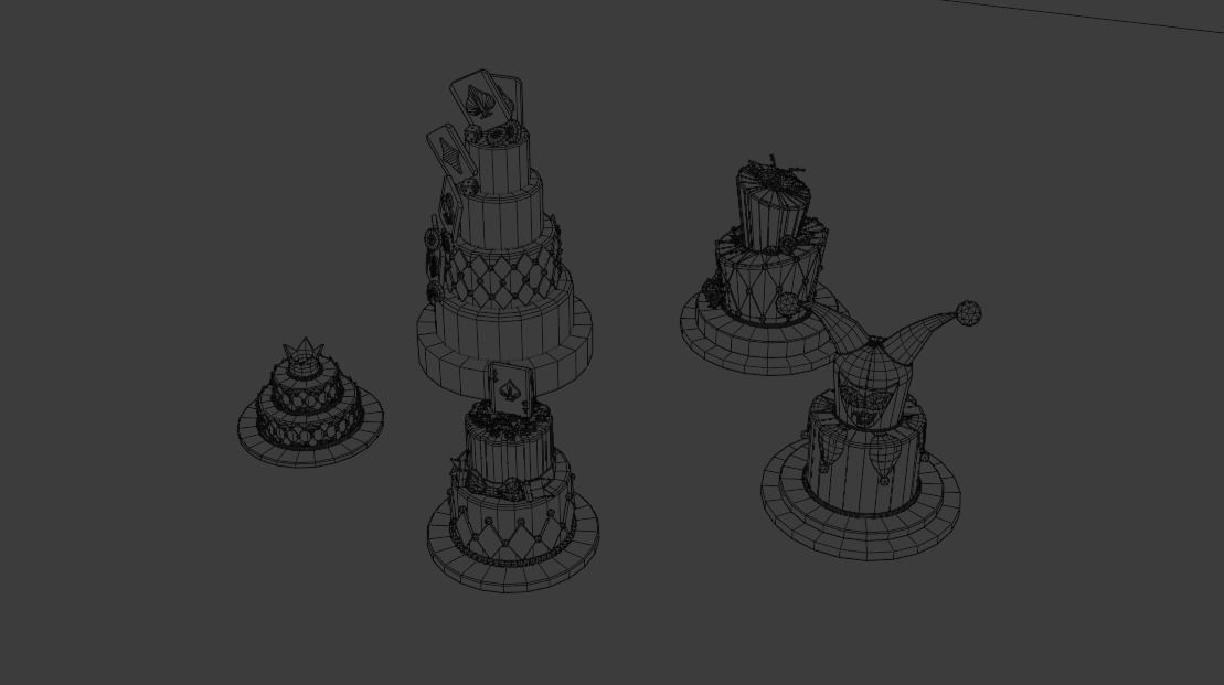 Playing card style birthday cakes 3D model_27