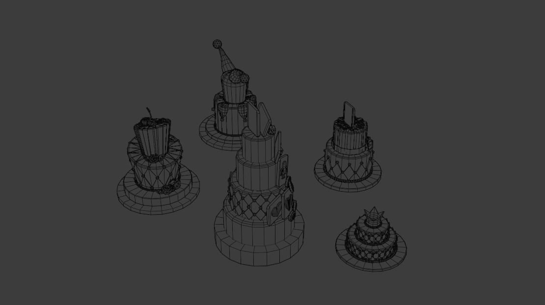 Playing card style birthday cakes 3D model_41