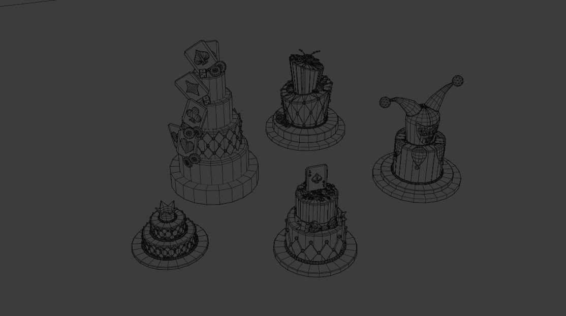 Playing card style birthday cakes 3D model_47