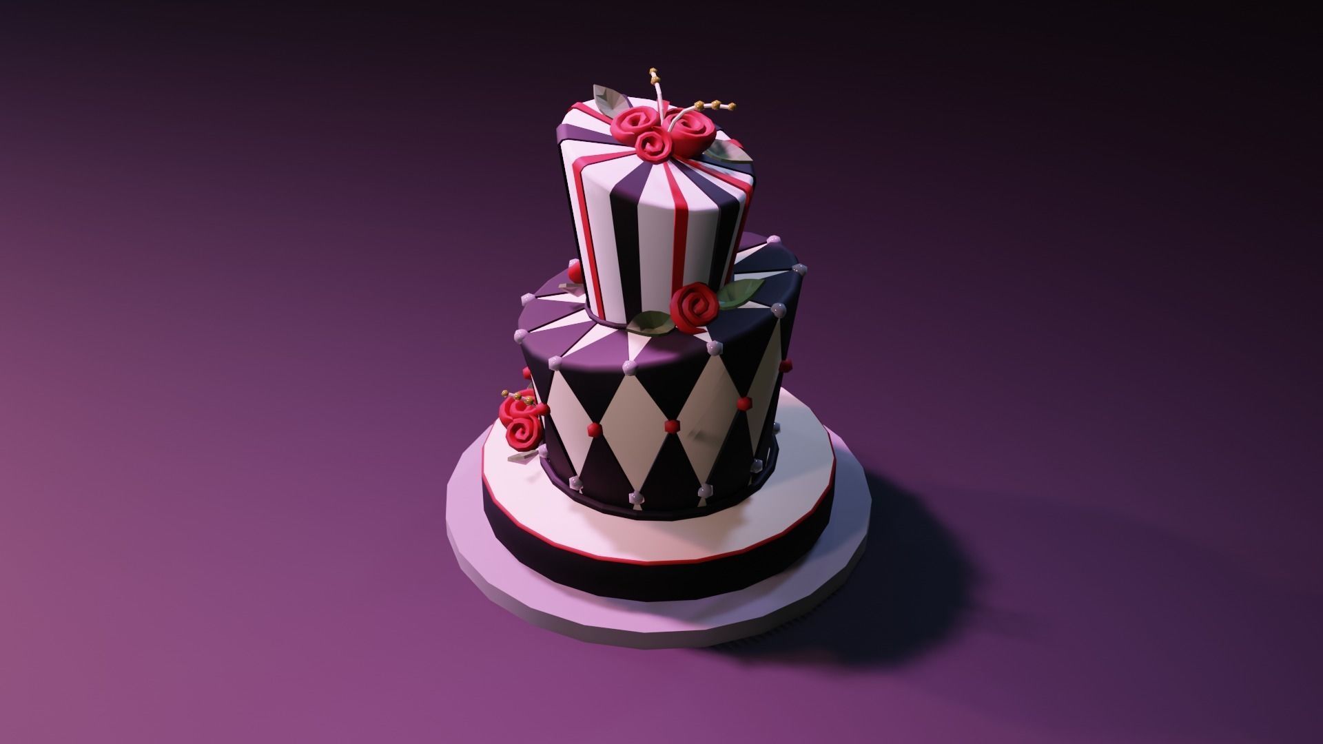 Playing card style birthday cakes 3D model_21
