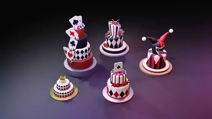 Playing card style birthday cakes
