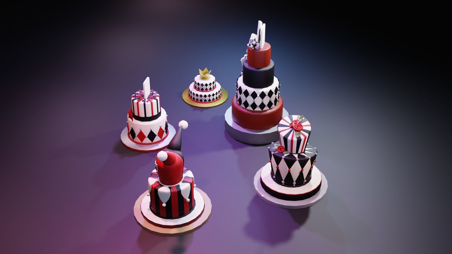 Playing card style birthday cakes 3D model_31