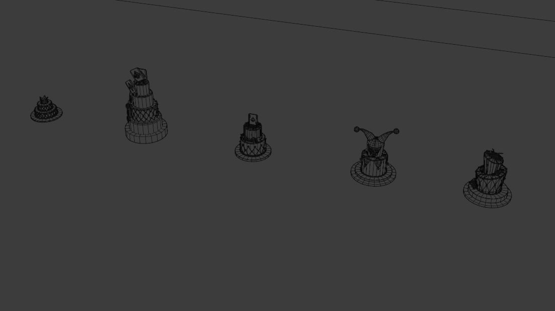 Playing card style birthday cakes 3D model_3