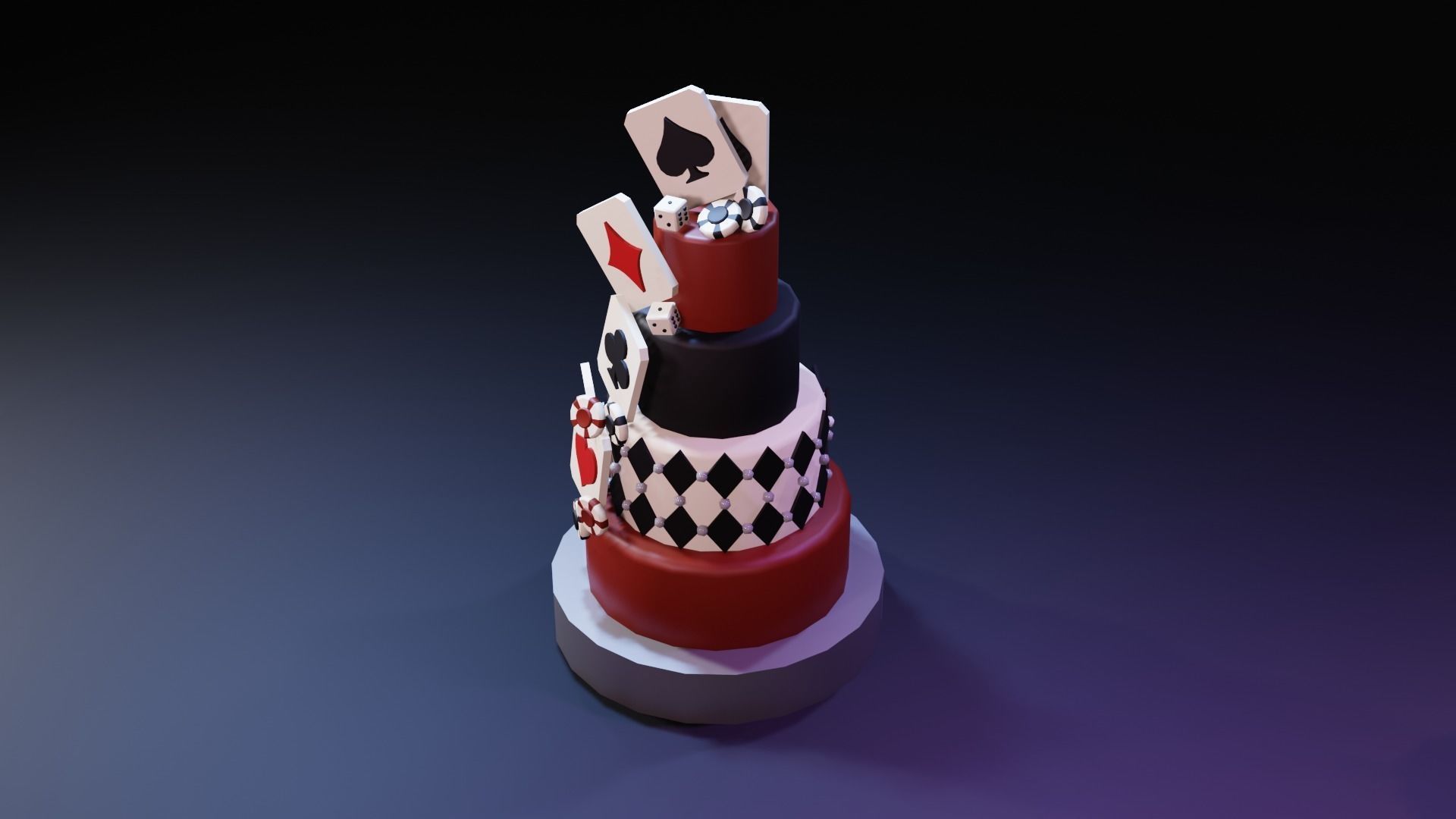 Playing card style birthday cakes 3D model_9