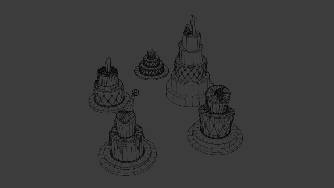 Playing card style birthday cakes 3D model_33