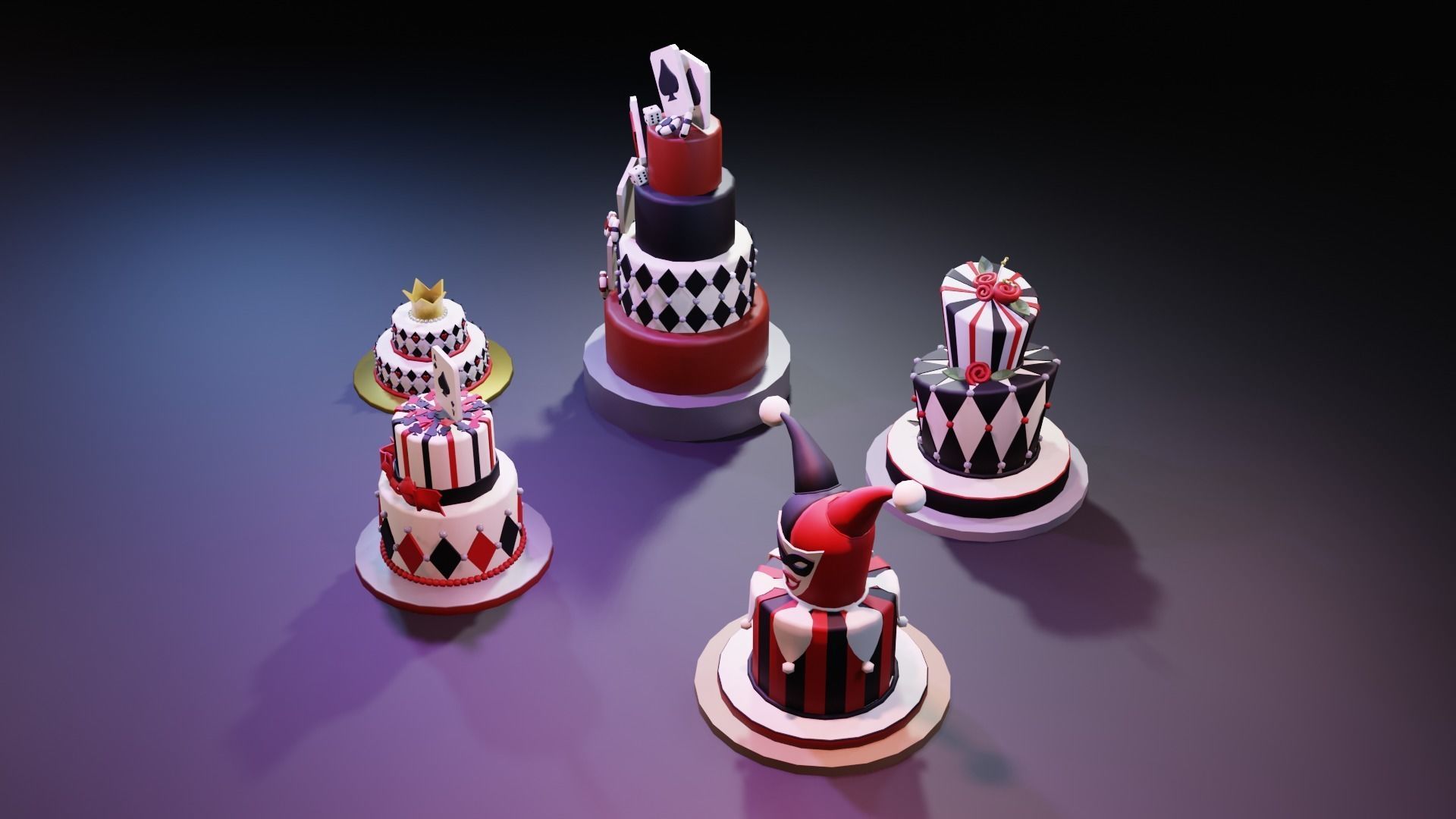 Playing card style birthday cakes 3D model_28