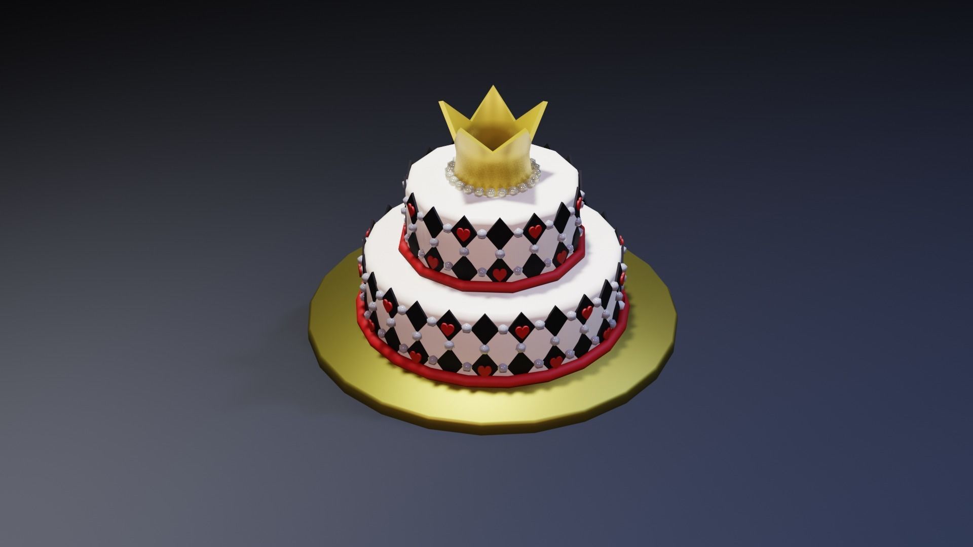 Playing card style birthday cakes 3D model_5