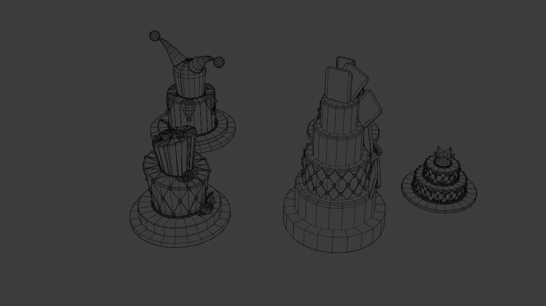 Playing card style birthday cakes 3D model_39
