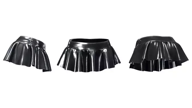 Ruffled Micro Leather Skirt Low-poly 3D model