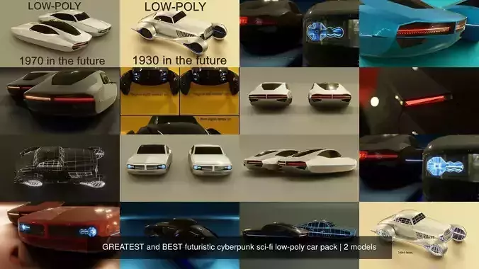 GREATEST and BEST futuristic cyberpunk sci-fi low-poly car pack