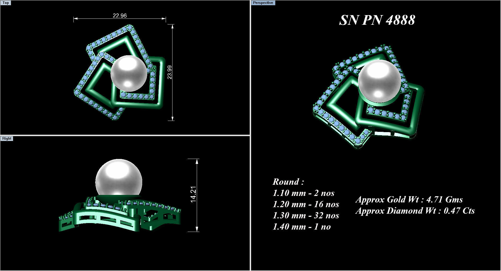 High Jewelry Pendant Earrings set 3dm stl 1-render detail 3D print model_1