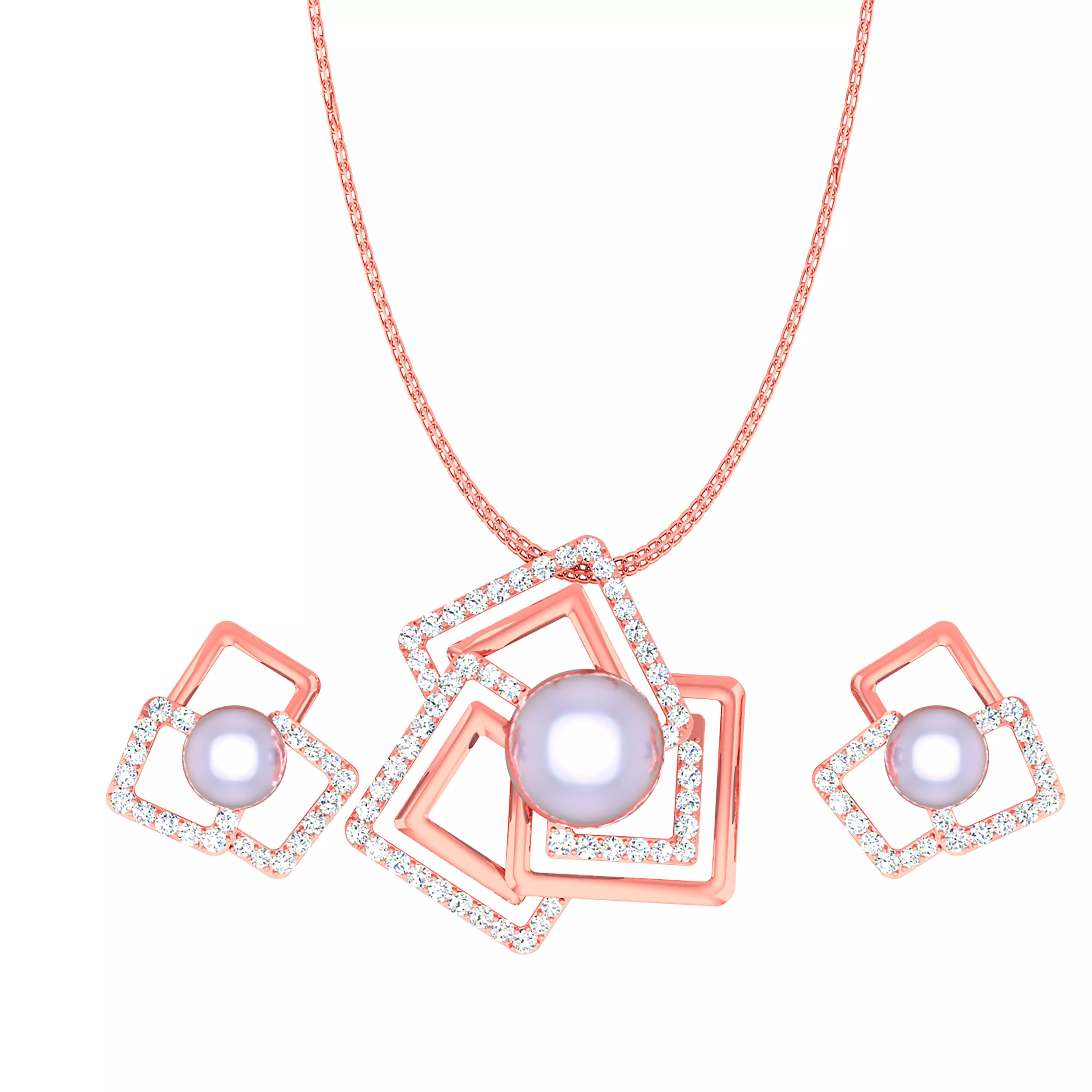 High Jewelry Pendant Earrings set 3dm stl 1-render detail 3D print model_0