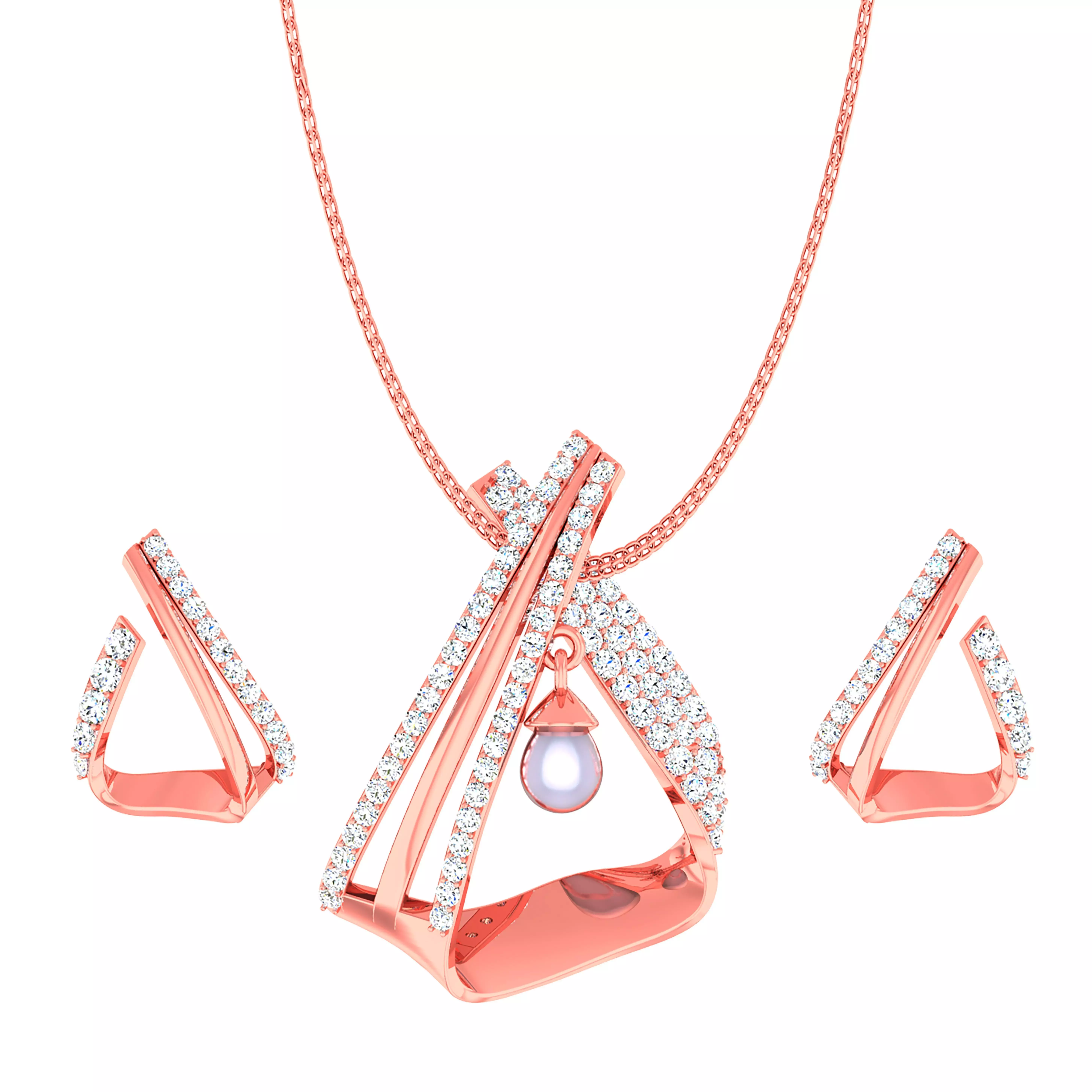 High Jewelry Pendant Earrings set 3dm stl 1-render detail 3D print model_0