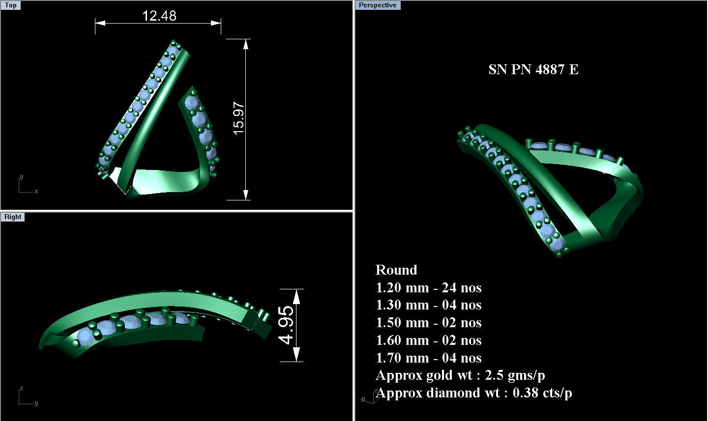 High Jewelry Pendant Earrings set 3dm stl 1-render detail 3D print model_1