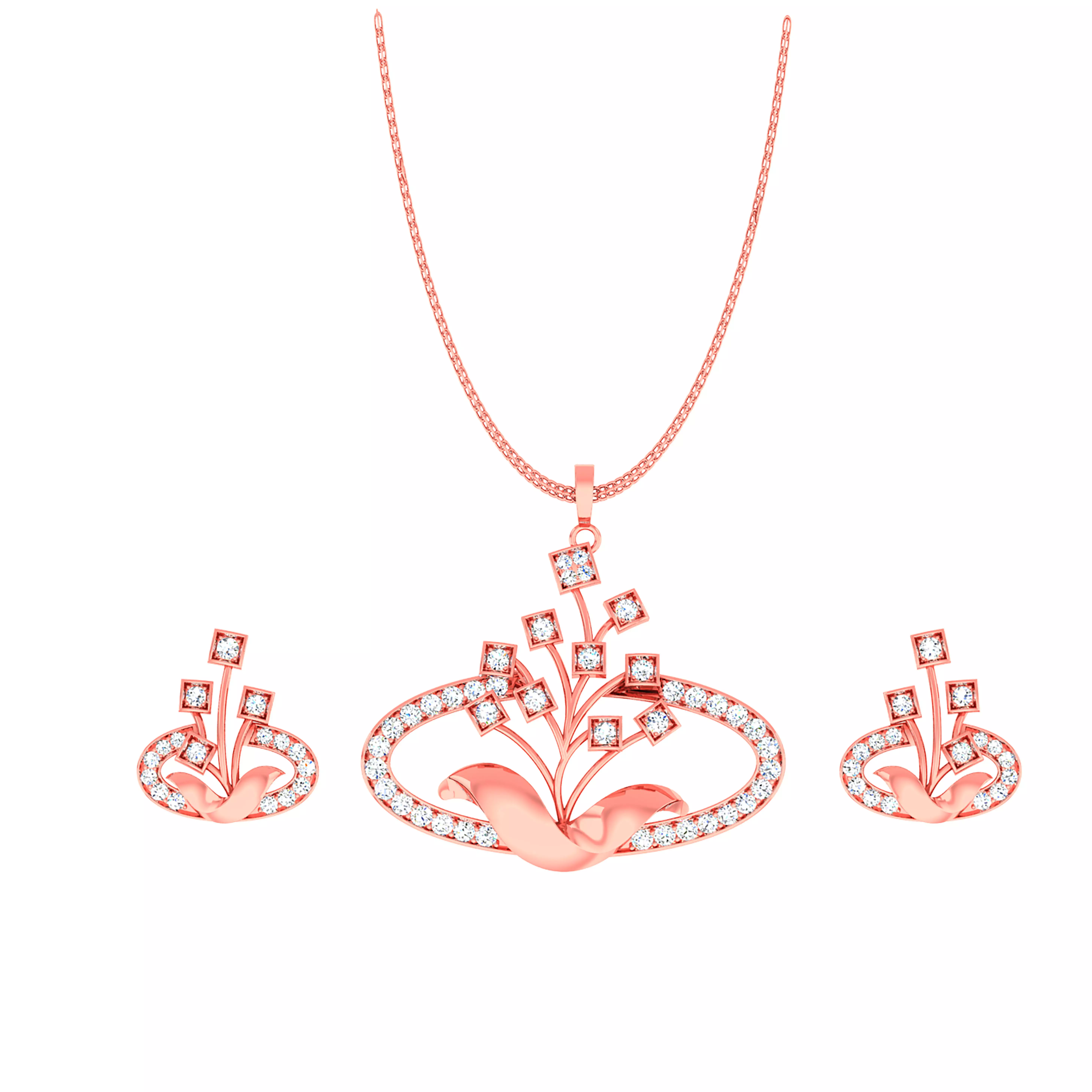 High Jewelry Pendant Earrings set 3dm stl 1-render detail 3D print model
