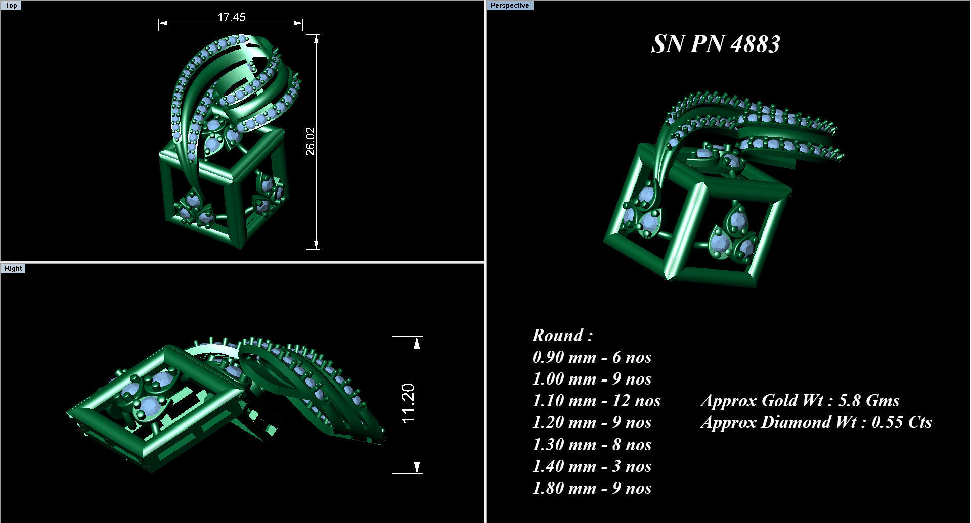 High Jewelry Pendant Earrings set 3dm stl 1-render detail 3D print model_1