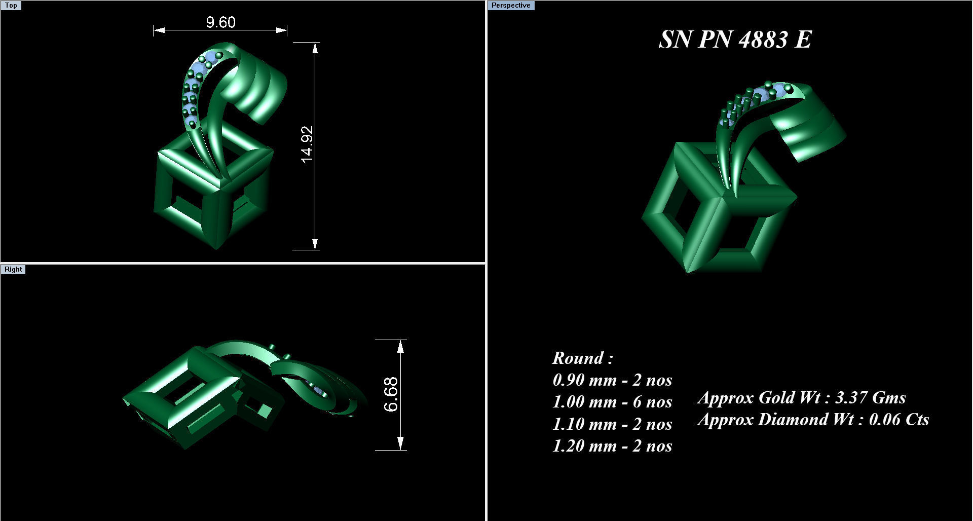 High Jewelry Pendant Earrings set 3dm stl 1-render detail 3D print model_2