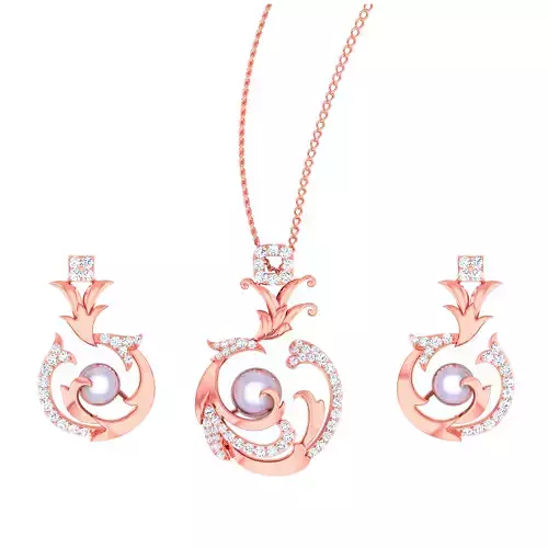 High Jewelry Pendant Earrings set 3dm stl 1-render detail