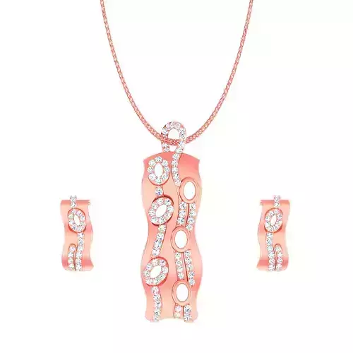 High Jewelry Pendant Earrings set 3dm stl 1-render detail