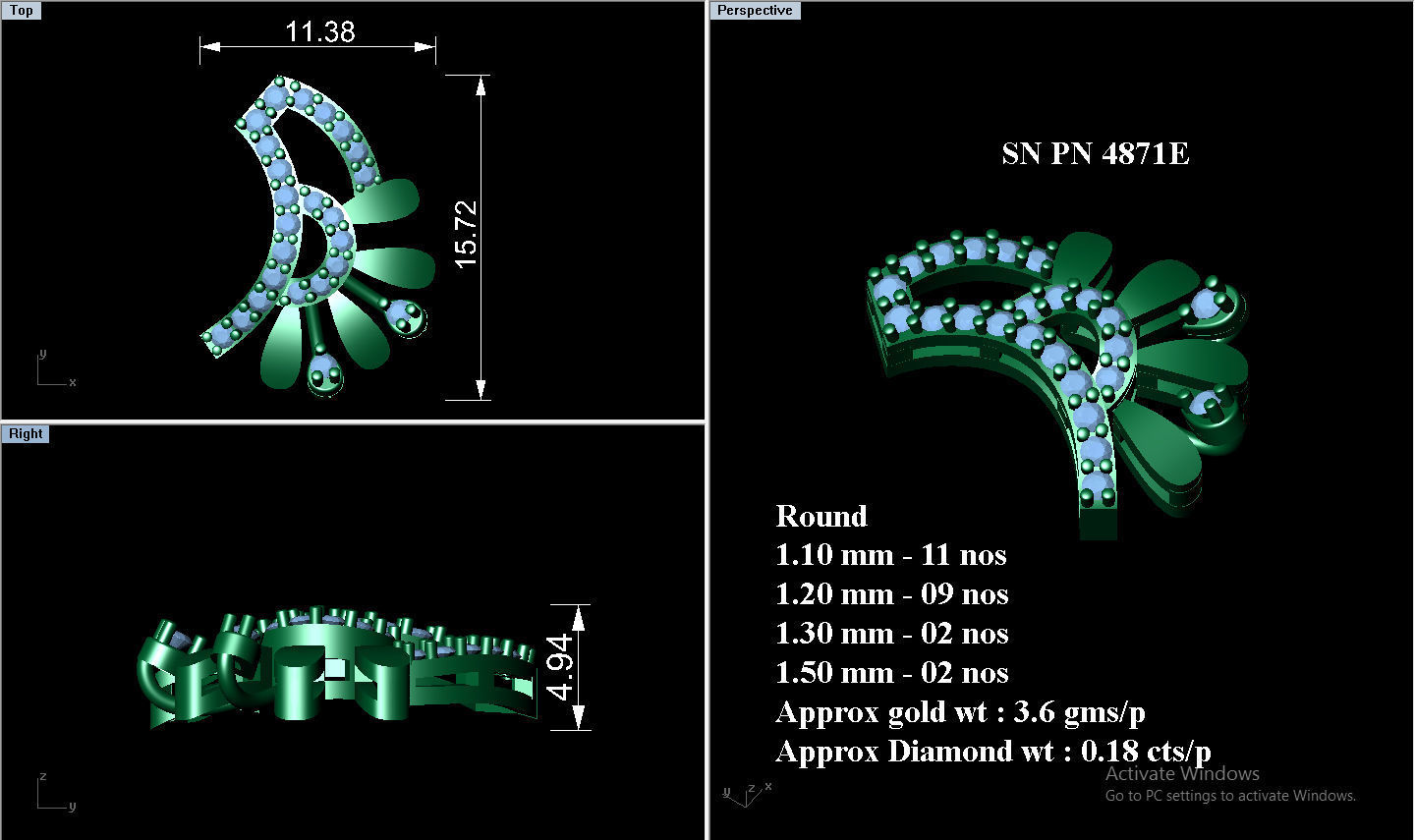 High Jewelry Flower Pendant Earrings set 3dm stl 1-render 3D print model_2