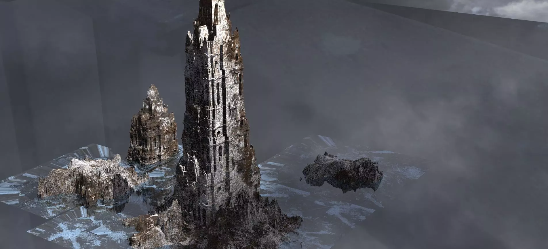 Winter Viking Sunken Towers Kit bash 3D model_0