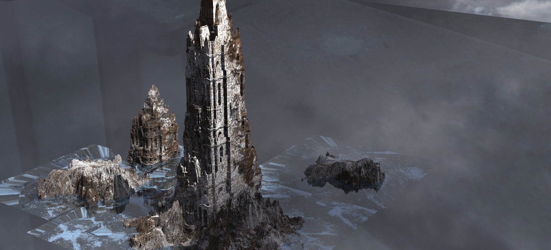 Winter Viking Sunken Towers Kit bash 3D model_1