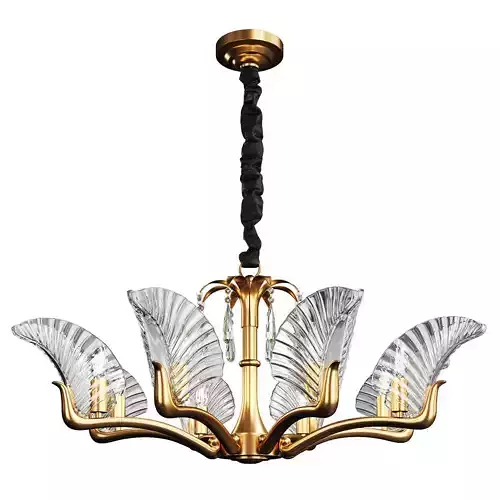 MURANO chandelier in brass and glass