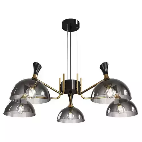 AMANDA five light chandelier with gold and glass shades