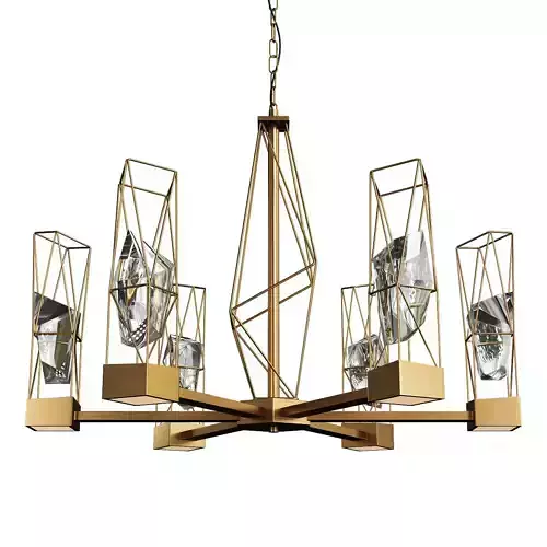 BERGER gold chandelier with glass shades